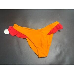 Andrea Iyamah NEW Aisha Ruffle Bottom‎ in Orange/Red Size XL